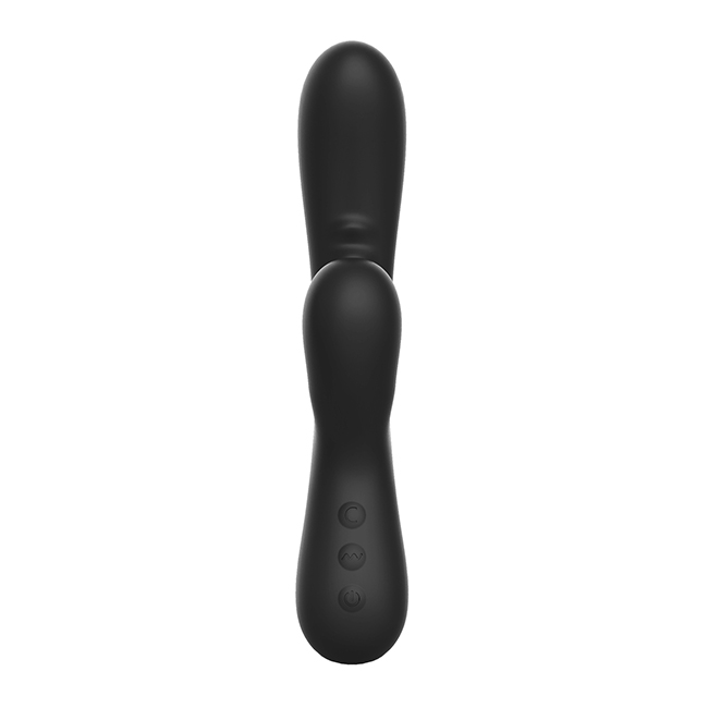 Duo Silicone Rabbit imutoiminnoilla Musta